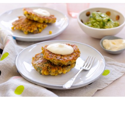 Sweetcorn Fritters with Avocado Smash